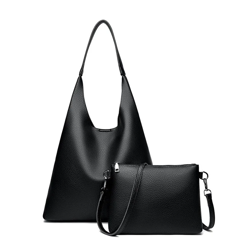 Retro large capacity soft PU leather shoulder bag in caramel colour, horizontal square shape