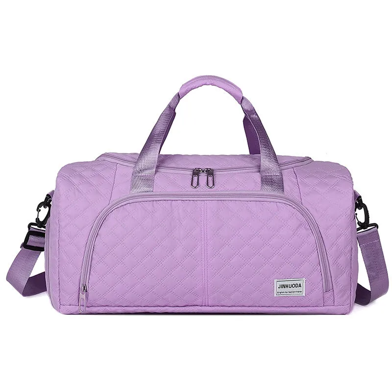 Unisex Oxford cloth dry wet separation fitness handbag in solid colour with sewing thread detail