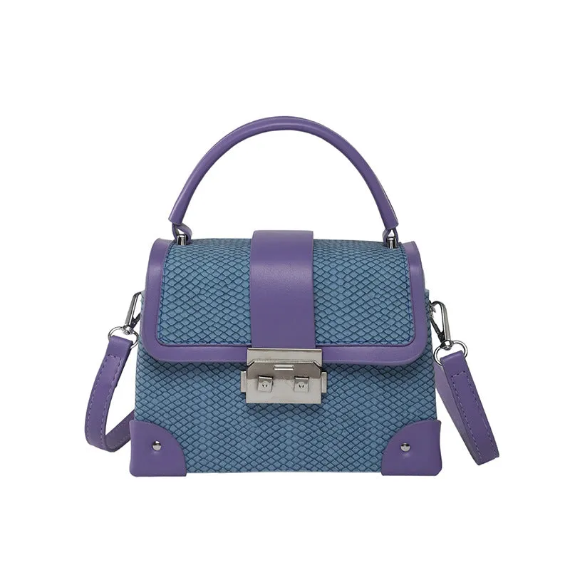 PU leather crossbody bag in horizontal square shape with sewing thread detail, available in seven colours