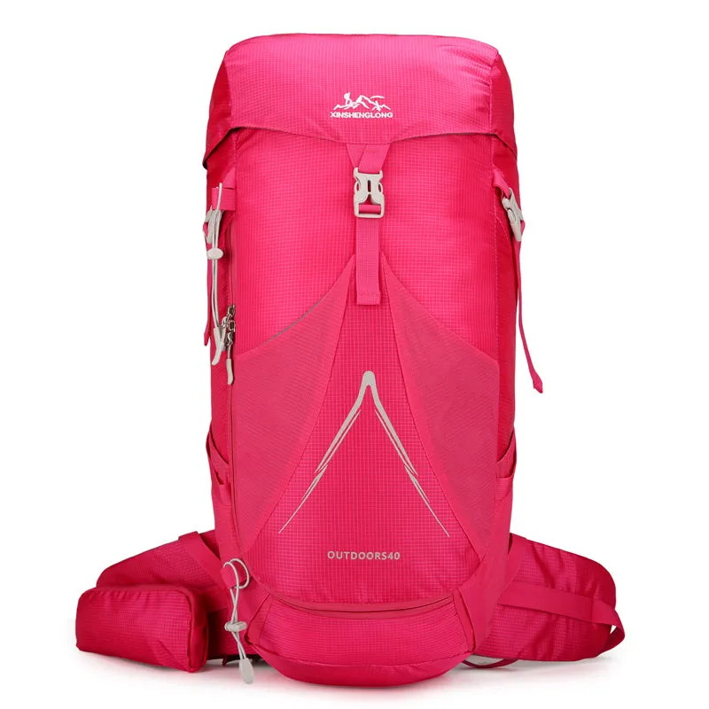 New outdoor mountaineering bag in orange with large capacity for hiking and camping