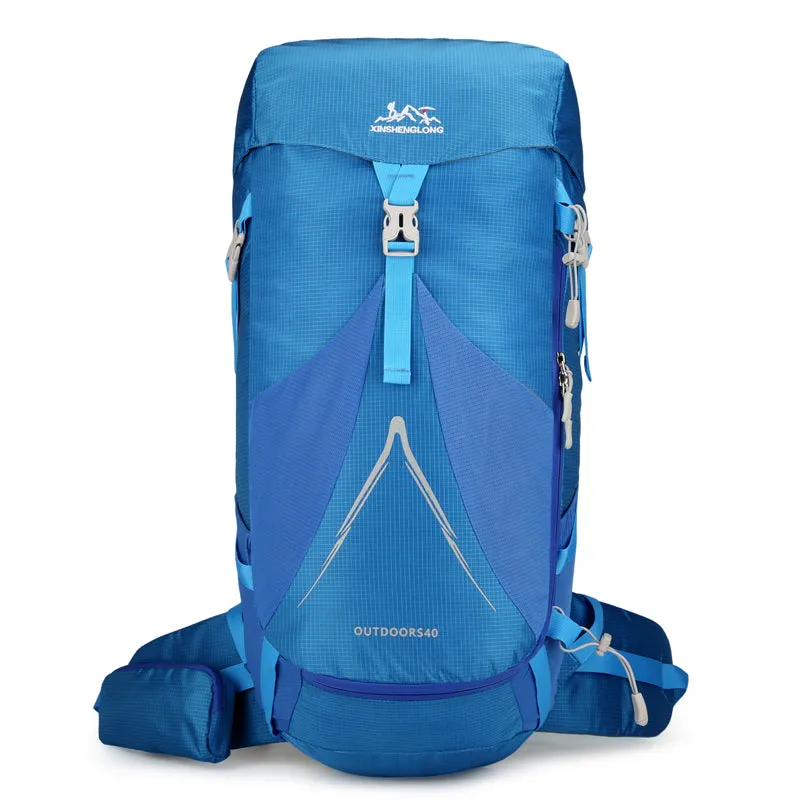New outdoor mountaineering bag in orange with large capacity for hiking and camping