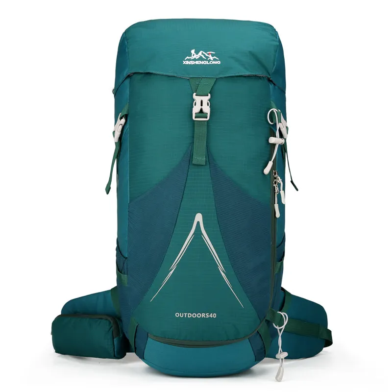 New outdoor mountaineering bag in orange with large capacity for hiking and camping