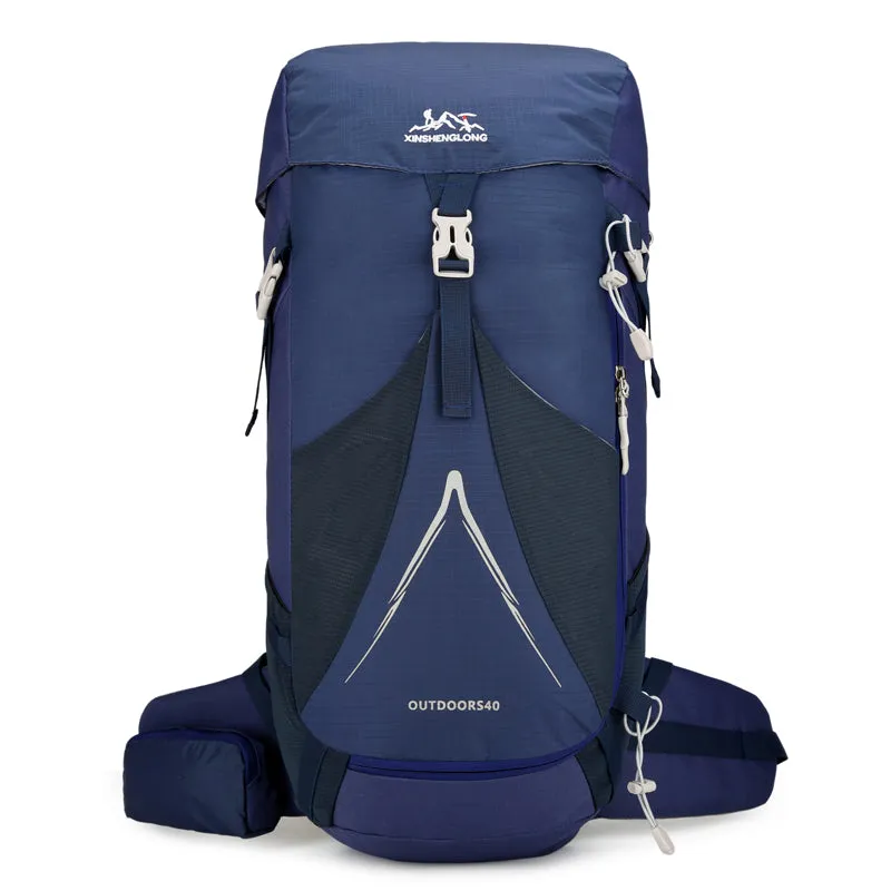 New outdoor mountaineering bag in orange with large capacity for hiking and camping