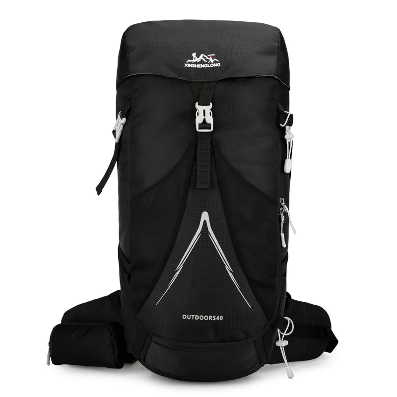 New outdoor mountaineering bag in orange with large capacity for hiking and camping