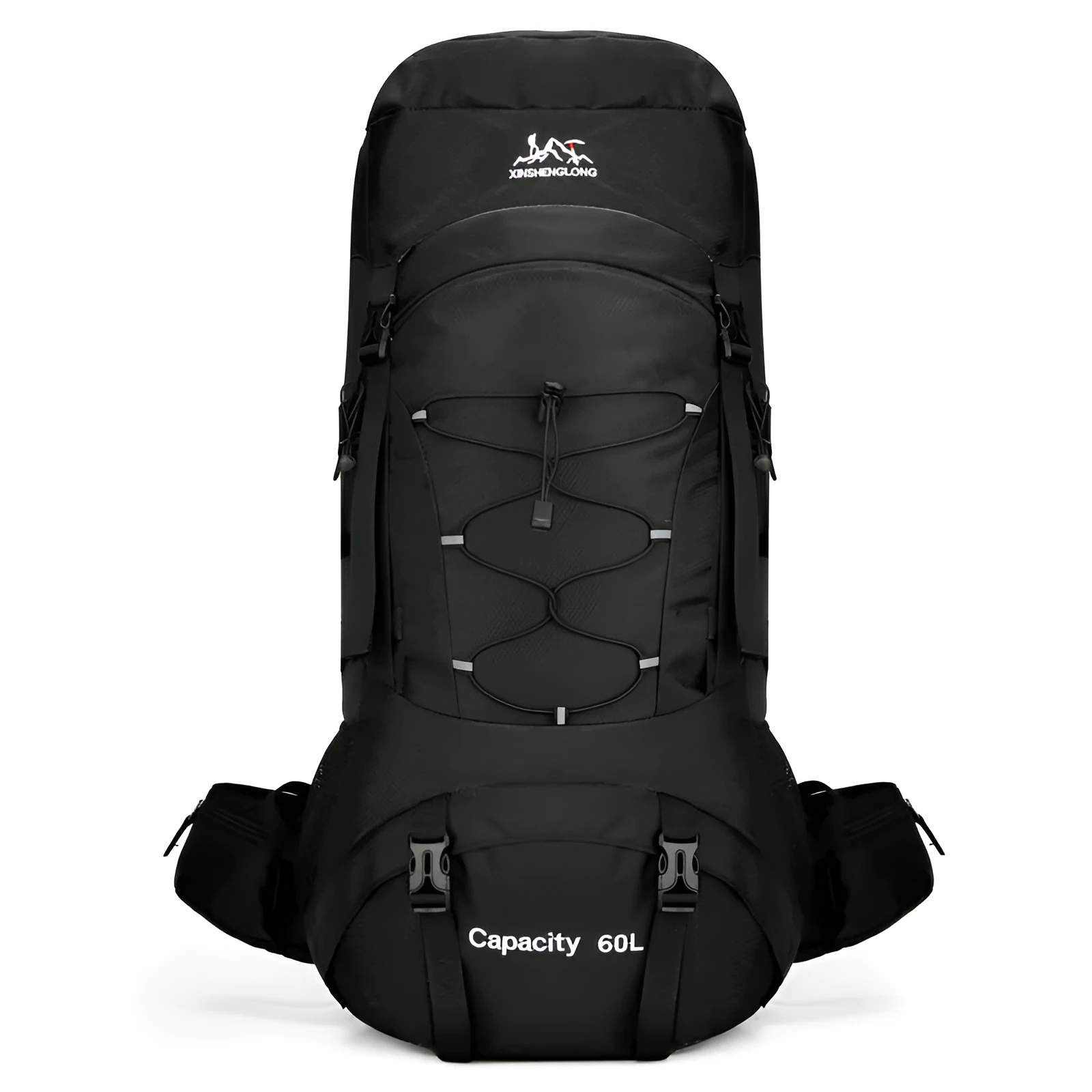 Large capacity lightweight waterproof mountaineering bag in army green with multiple compartments and padded straps