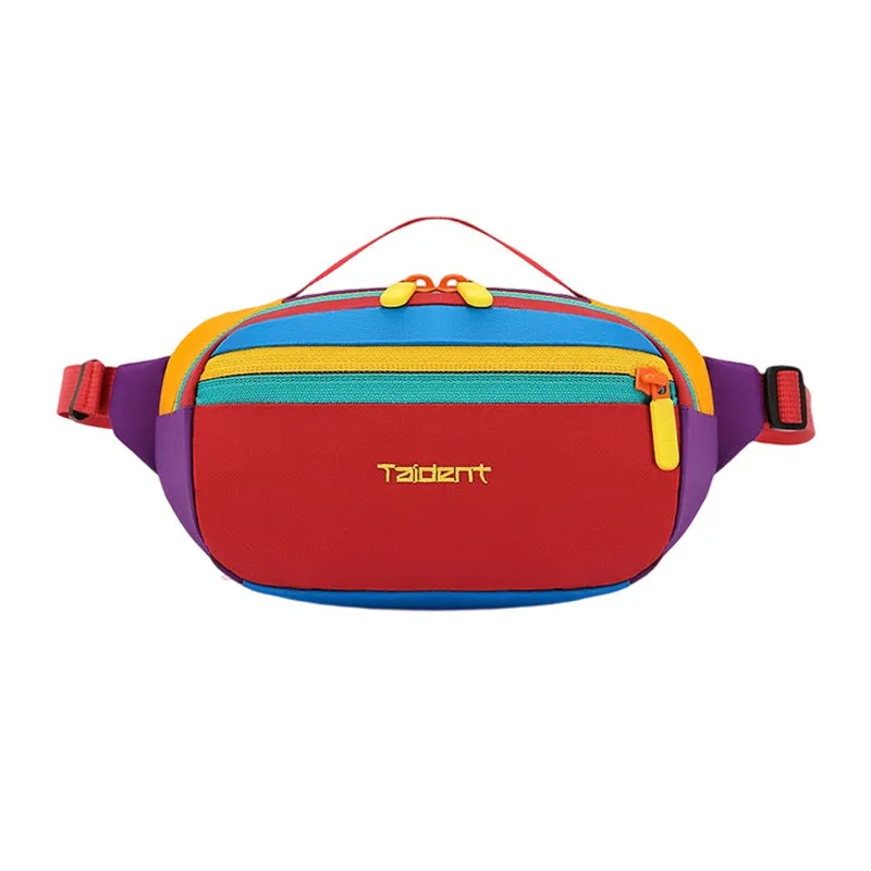 Outdoor leisure one-shoulder nylon waist bag in sky blue with chain detail, 2 litre capacity