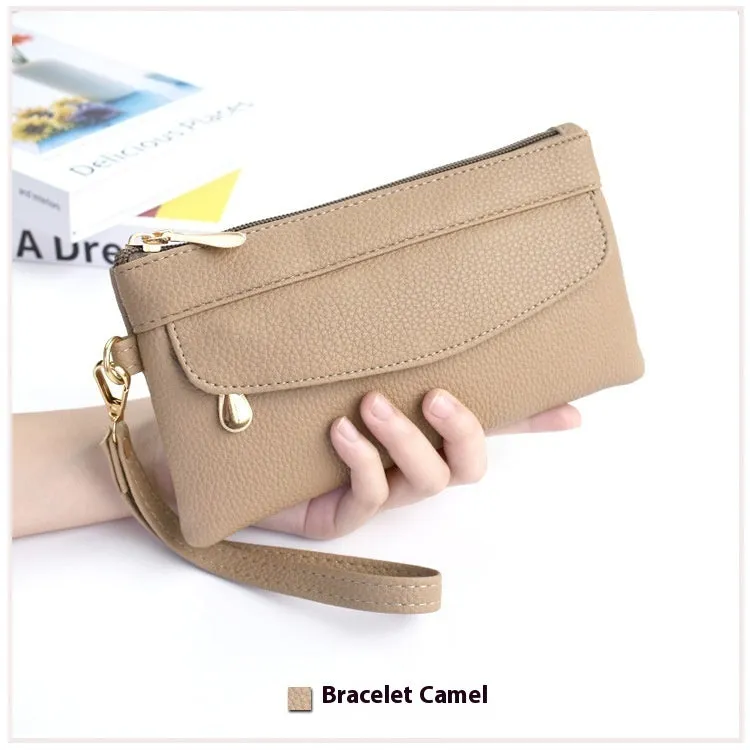 Soft PU leather women's crossbody shoulder bag in horizontal square shape with zipper pocket