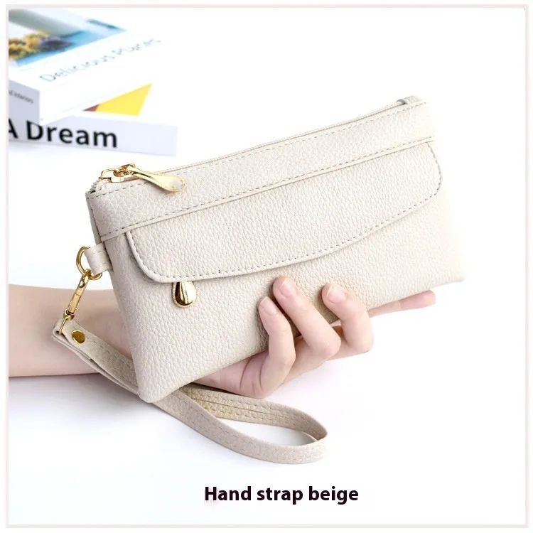 Soft PU leather women's crossbody shoulder bag in horizontal square shape with zipper pocket