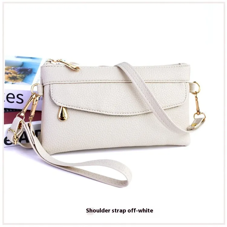 Soft PU leather women's crossbody shoulder bag in horizontal square shape with zipper pocket
