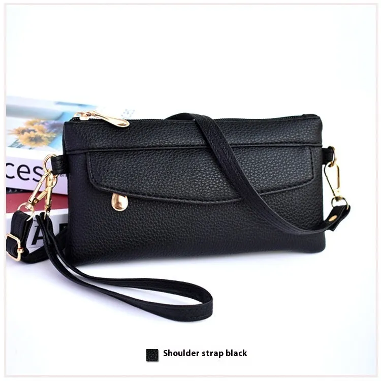 Soft PU leather women's crossbody shoulder bag in horizontal square shape with zipper pocket