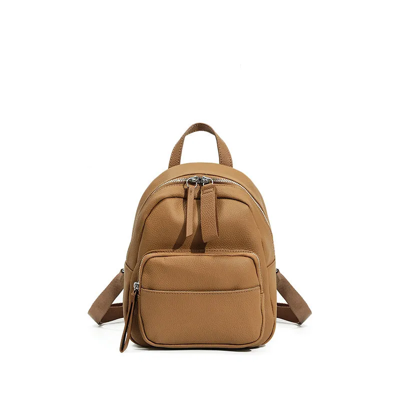 Genuine first layer cowhide backpack in square vertical shape with soft handle, available in multiple colours and sizes