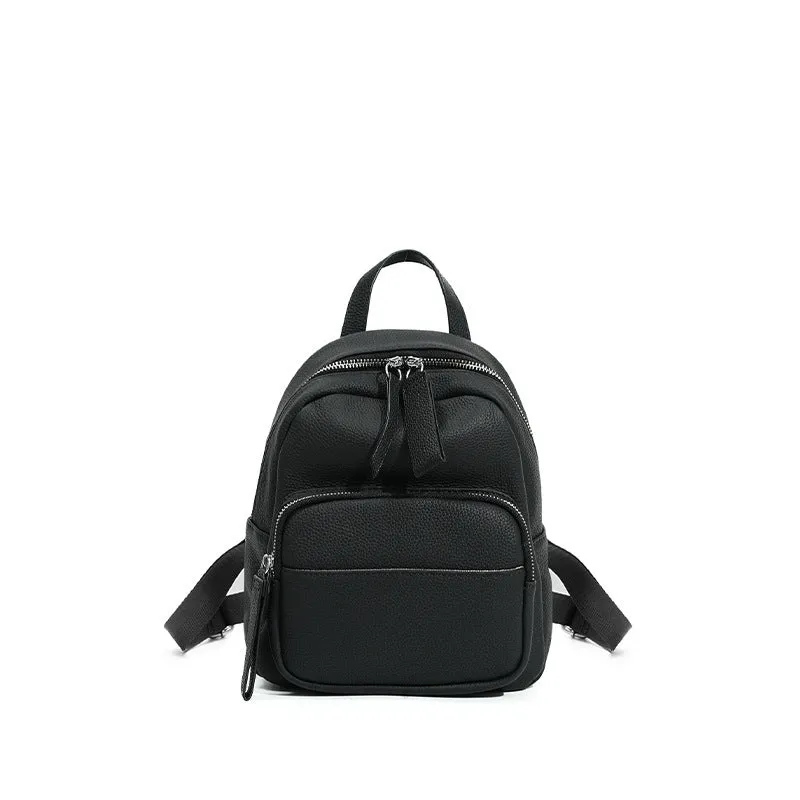 Genuine first layer cowhide backpack in square vertical shape with soft handle, available in multiple colours and sizes
