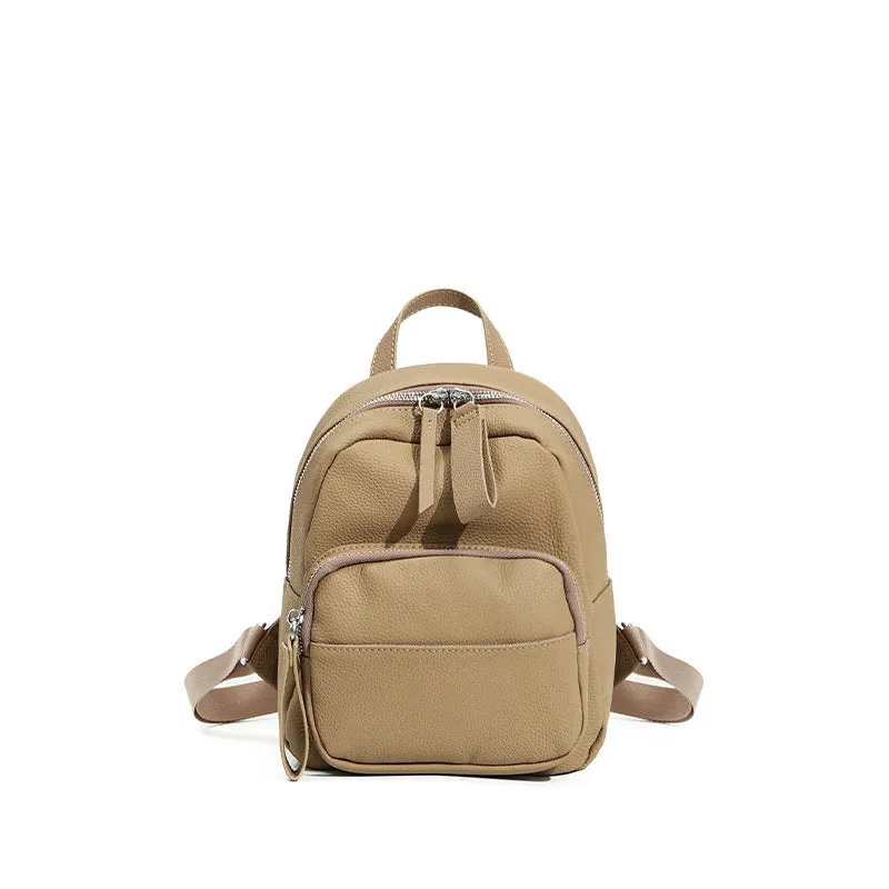 Genuine first layer cowhide backpack in square vertical shape with soft handle, available in multiple colours and sizes