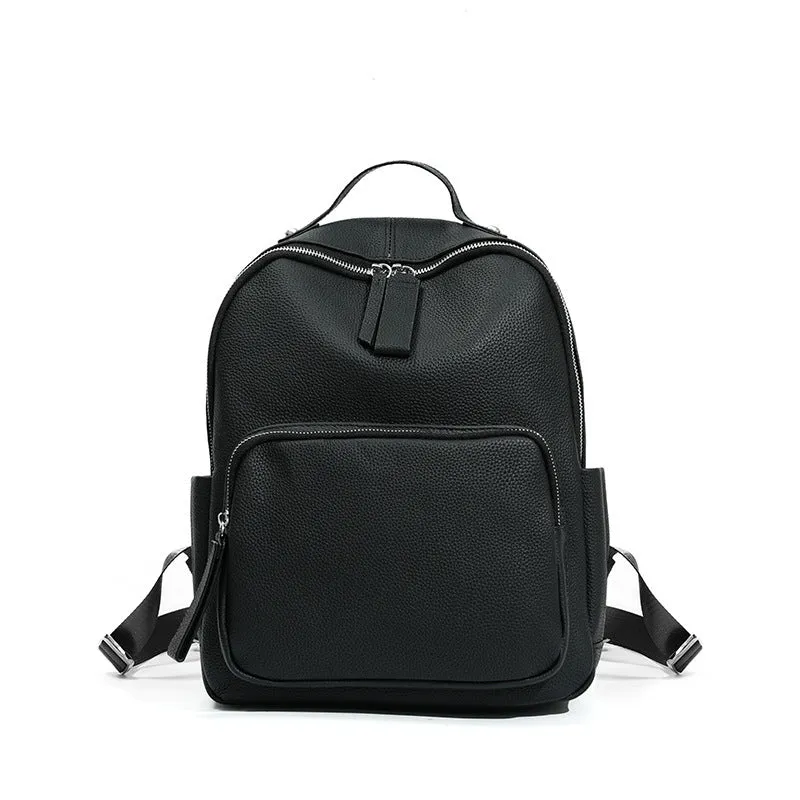 Genuine first layer cowhide backpack in square vertical shape with soft handle, available in multiple colours and sizes