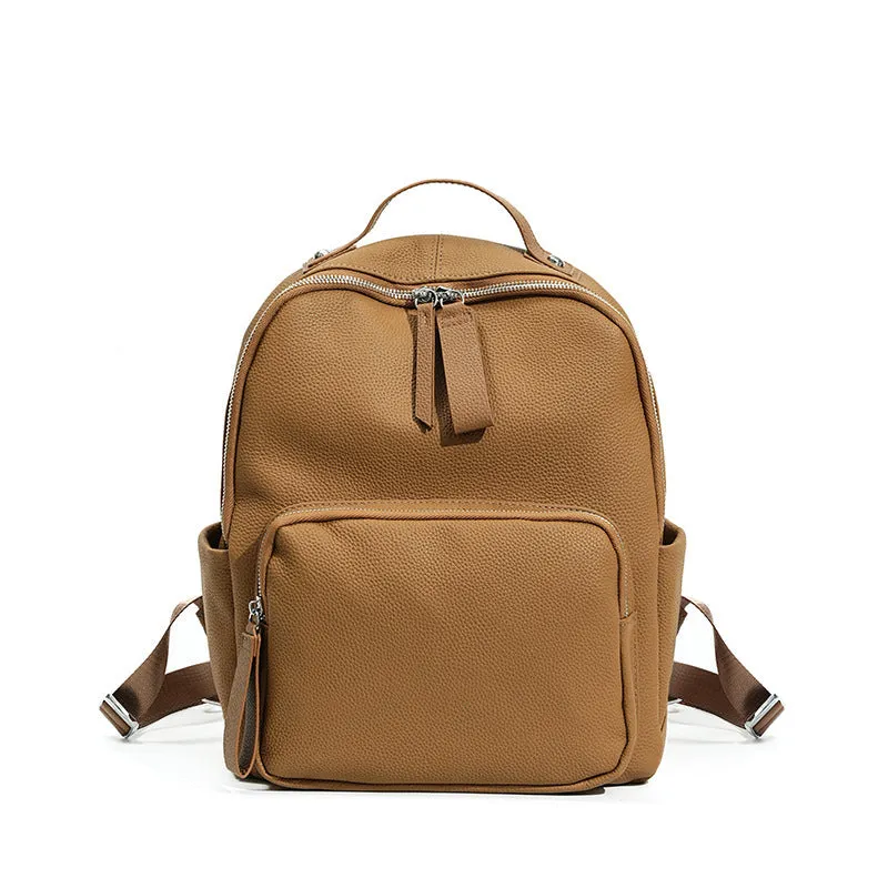 Genuine first layer cowhide backpack in square vertical shape with soft handle, available in multiple colours and sizes