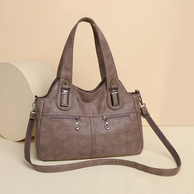 European American retro women's backpack in PU leather, square vertical shape, single shoulder strap, available in six colours