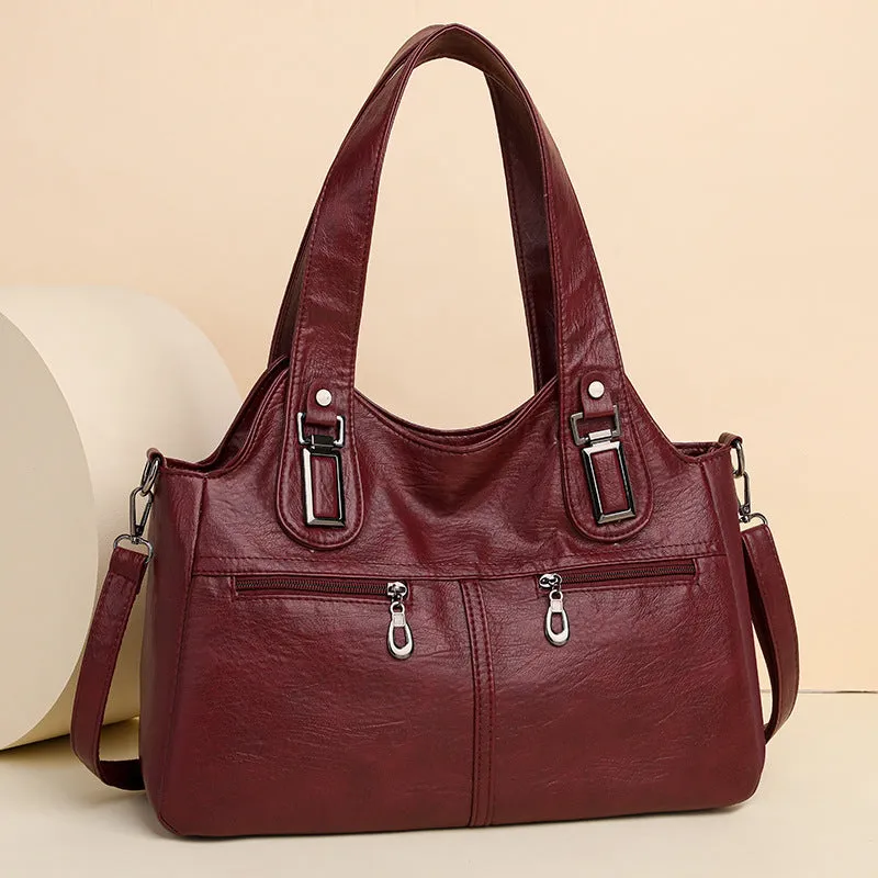 European American retro women's backpack in PU leather, square vertical shape, single shoulder strap, available in six colours