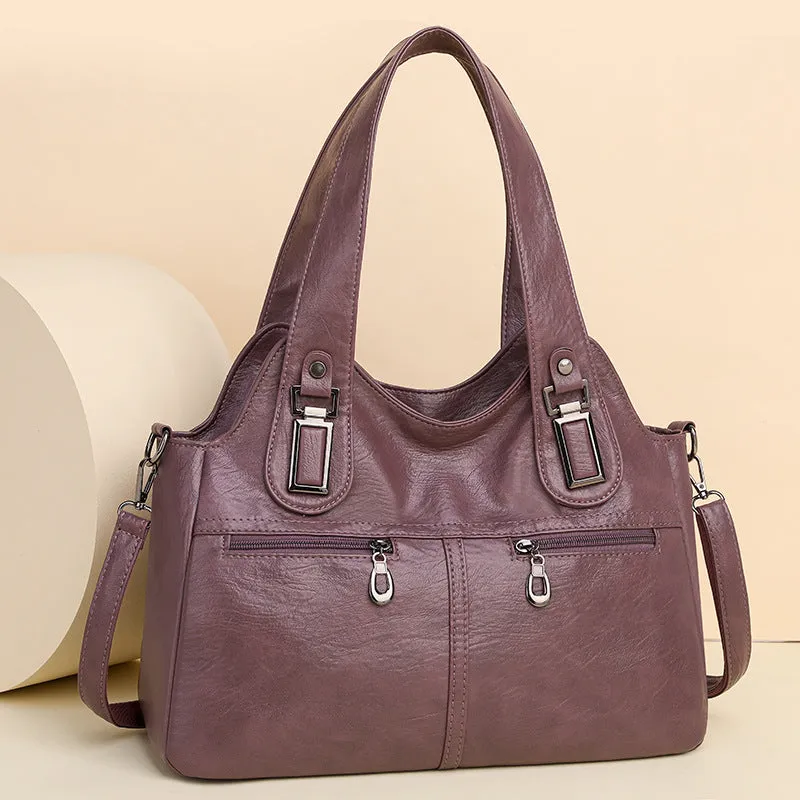 European American retro women's backpack in PU leather, square vertical shape, single shoulder strap, available in six colours