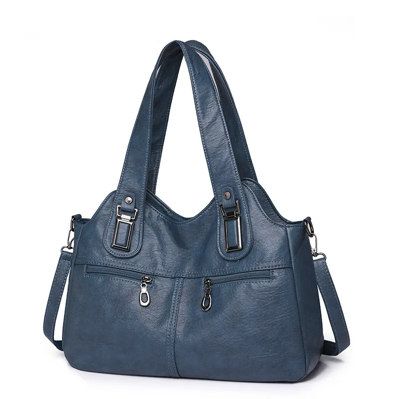 European American retro women's backpack in PU leather, square vertical shape, single shoulder strap, available in six colours