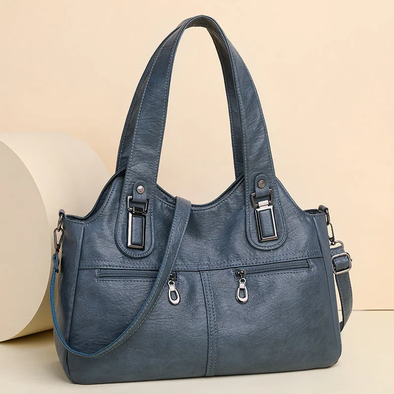 European American retro women's backpack in PU leather, square vertical shape, single shoulder strap, available in six colours