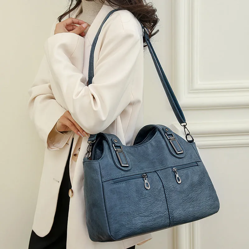 European American retro women's backpack in PU leather, square vertical shape, single shoulder strap, available in six colours