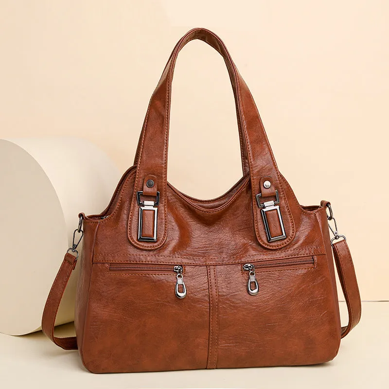 European American retro women's backpack in PU leather, square vertical shape, single shoulder strap, available in six colours