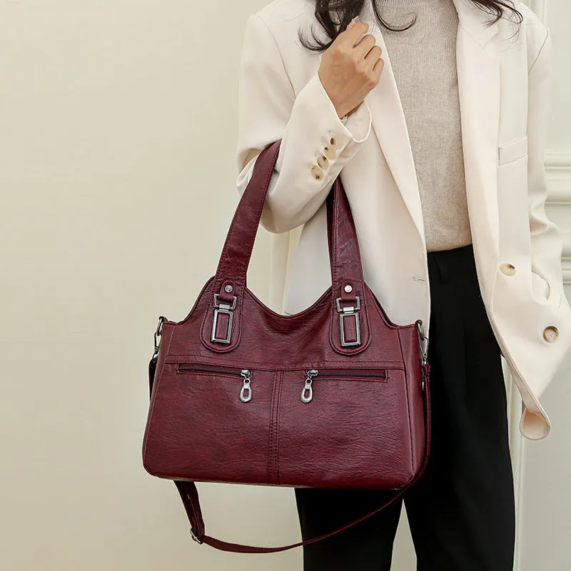 European American retro women's backpack in PU leather, square vertical shape, single shoulder strap, available in six colours