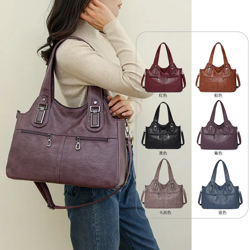 European American retro women's backpack in PU leather, square vertical shape, single shoulder strap, available in six colours