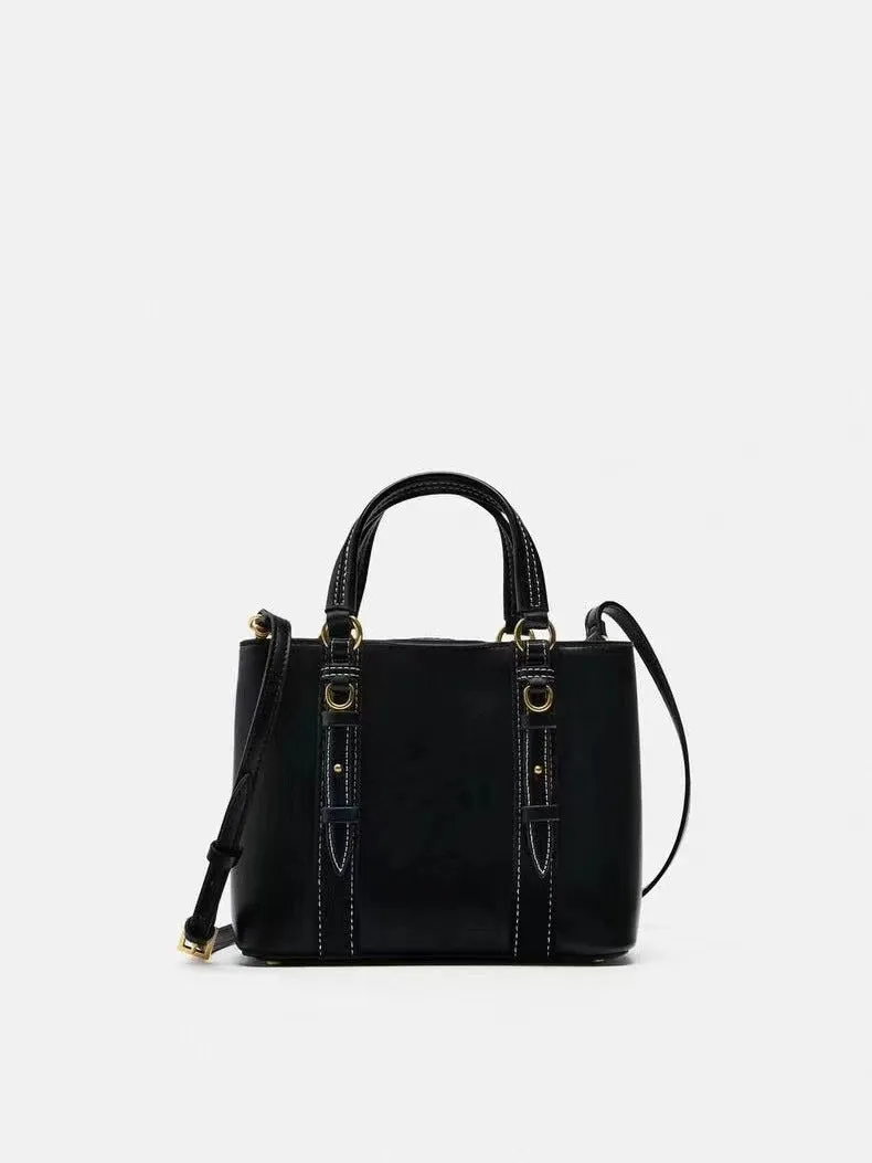 Women's olive green mini city messenger bag in PU leather with single shoulder strap and horizontal square shape