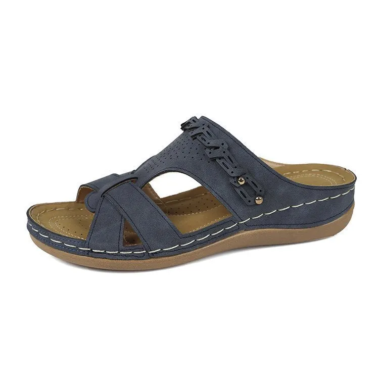 Waistline wedge slippers women's lightweight summer PU upper rubber sole round toe available in multiple colours sizes 36 to 43