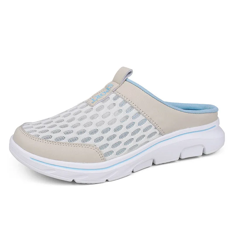 Unisex summer casual non-slip beach sandals with breathable mesh upper, low-top style, sizes 35-48