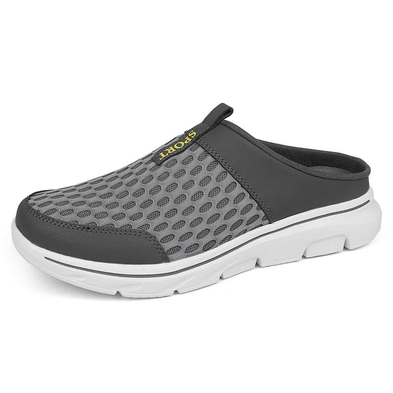 Unisex summer casual non-slip beach sandals with breathable mesh upper, low-top style, sizes 35-48