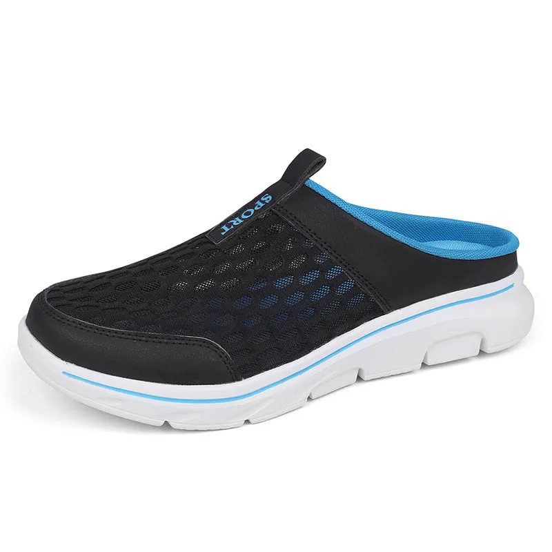 Unisex summer casual non-slip beach sandals with breathable mesh upper, low-top style, sizes 35-48