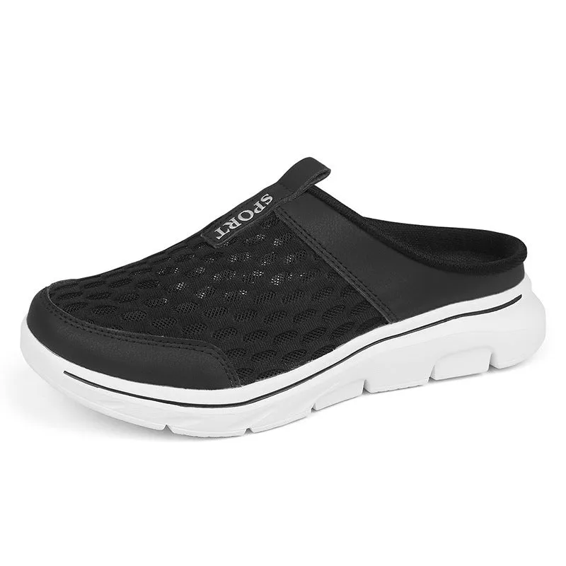 Unisex summer casual non-slip beach sandals with breathable mesh upper, low-top style, sizes 35-48