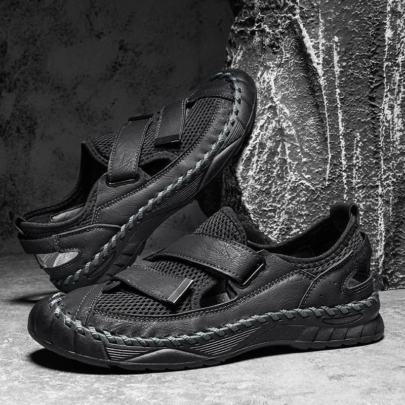 Men's casual non-slip breathable beach sandals with mesh upper and rubber sole