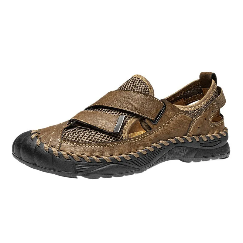 Men's casual non-slip breathable beach sandals with mesh upper and rubber sole