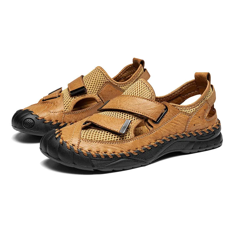 Men's casual non-slip breathable beach sandals with mesh upper and rubber sole