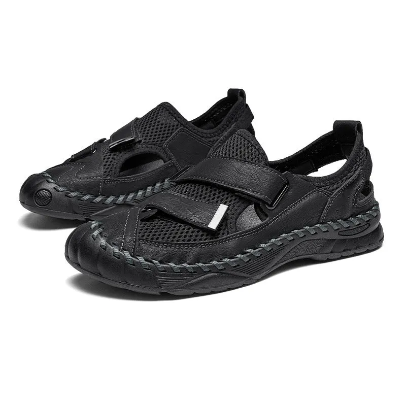 Men's casual non-slip breathable beach sandals with mesh upper and rubber sole