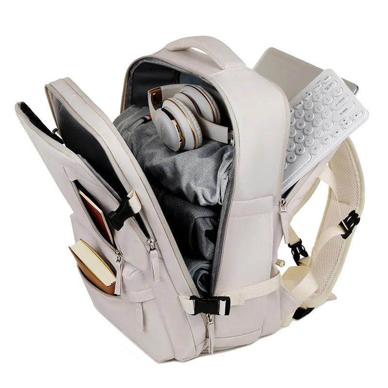 Dry wet separation backpack Oxford cloth polyester lining solid colour beige black gray pink