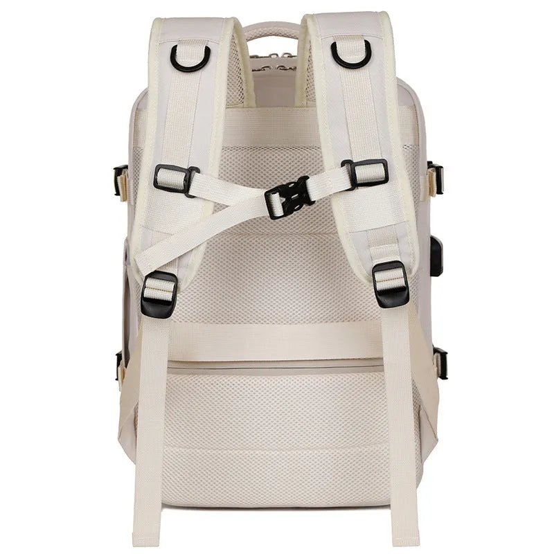 Dry wet separation backpack Oxford cloth polyester lining solid colour beige black gray pink