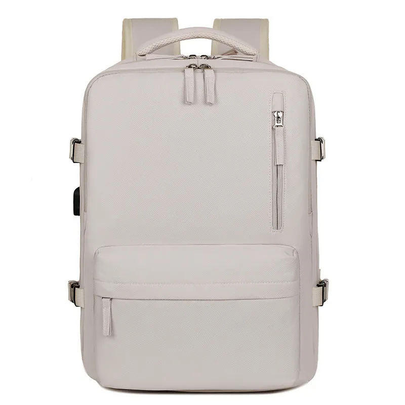Dry wet separation backpack Oxford cloth polyester lining solid colour beige black gray pink