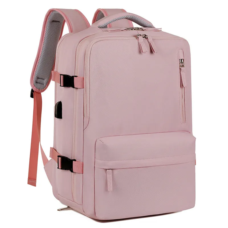 Dry wet separation backpack Oxford cloth polyester lining solid colour beige black gray pink