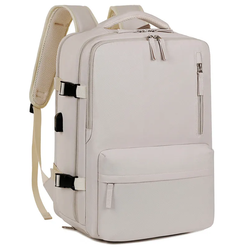 Dry wet separation backpack Oxford cloth polyester lining solid colour beige black gray pink