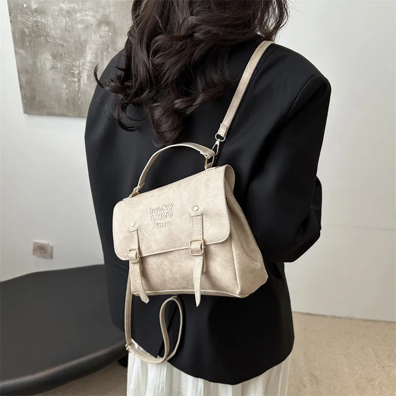 Soft PU crossbody backpack for women urban simplicity style 27.5cm outer sandwich pocket