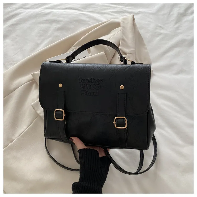 Soft PU crossbody backpack for women urban simplicity style 27.5cm outer sandwich pocket