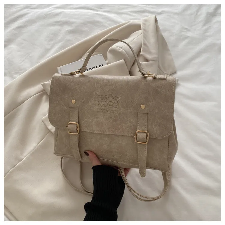 Soft PU crossbody backpack for women urban simplicity style 27.5cm outer sandwich pocket
