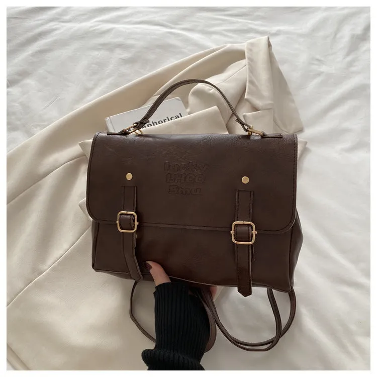 Soft PU crossbody backpack for women urban simplicity style 27.5cm outer sandwich pocket