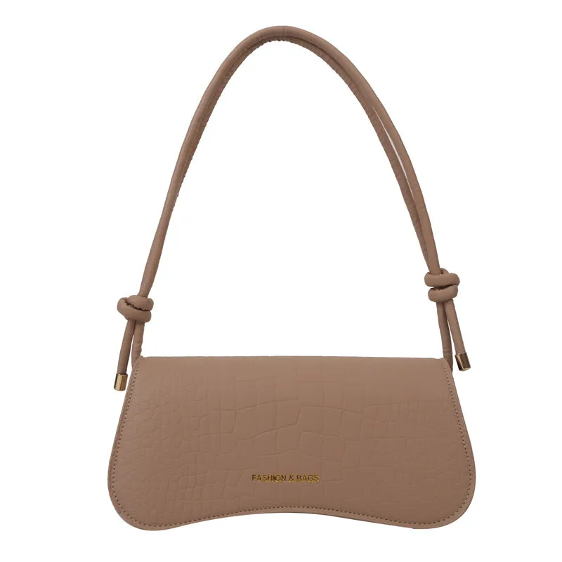 Summer minimalist PU underarm bag square crossbody tote for women, khaki colour, white background