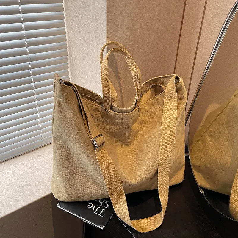 Large capacity casual tote bag for women with stitching details in khaki, brown, black, coffee, green