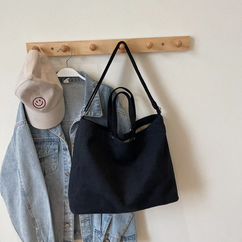 Large capacity casual tote bag for women with stitching details in khaki, brown, black, coffee, green